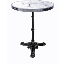 SIT Tisch, 57 cm rund Platte Marmor mit Chromrahmen, Gestell Gußeisen weiße Marmorplatte mit Chromrahmen