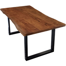 SIT TABLES & CO Tisch 140 x 80 cm, Platte 26 mm, nubaumfarbig, Platte nussbaumfarbig, Gestell schwarz lackiert
