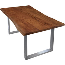 SIT TISCHE & BÄNKE Tisch 140 x 80 cm, Platte 26 mm, nußbaumfarbig, Gestell silbern lackiert