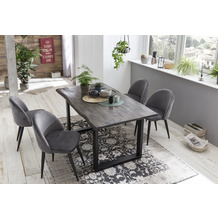 SIT TISCHE & BÄNKE Tisch 160x85 cm, Mango grau sägerau, Platte natur, Gestell schwarz lackiert