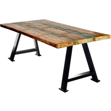 SIT TABLES & CO Tisch 180x100 cm Platte bunt, Gestell antikschwarz