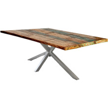 SIT TABLES & CO Tisch 180x100 cm Platte bunt, Gestell antiksilbern