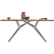 SIT TABLES & CO Tisch 180x90 cm Platte natur, Gestell antiksilbern