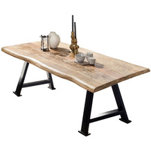 SIT TABLES & CO Tisch 200x100 cm Platte Mango mit Baumkante, schwarzes A-Gestell