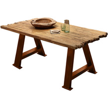 SIT TABLES & CO Tisch 200x100 cm Platte Teak mit Bruchkante, braunes A-Gestell