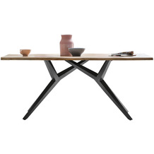 SIT TABLES & CO Tisch 200x100 cm Platte Akazie mit Baumkante, Gestell antikschwarz