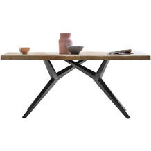 SIT TABLES & CO Tisch 200x100 cm Platte Mango mit Baumkante, extravagantes schwarzes Gestell