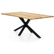SIT TABLES & CO Tisch 200x100 cm Platte Wildeiche mit schwarzem Stern-Gestell