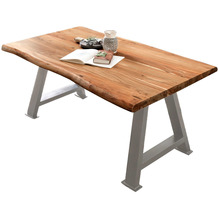 SIT TABLES & CO Tisch 200x100 cm Platte natur, Gestell antiksilbern