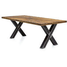 SIT TABLES & CO Tisch 200x100 cm Platte natur, Gestell Roheisen used look, klar lackiert