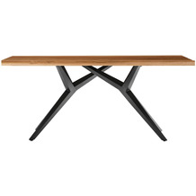 SIT TABLES & CO Tisch 200x100 cm Platte Teak natur, extravagantes schwarzes Gestell