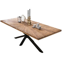 SIT TABLES & CO Tisch 200x100 cm Platte Teak "Sonne", schwarzes Stern-Gestell