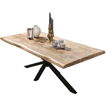 SIT TABLES & CO Tisch 140x80 cm, Wildeiche, schwarzes Gestell Platte natur, Gestell  antikschwarz