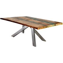 SIT TABLES & CO Tisch 220x100 cm Platte bunt, Gestell antiksilbern