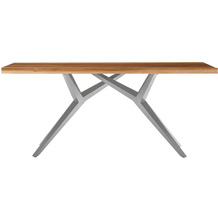 SIT TISCHE & BÄNKE Tisch, 220x100 cm, Platte Teak, Gestell Metall antiksilbern