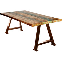 SIT TABLES & CO Tisch 240x100 cm Platte bunt, Gestell antikbraun