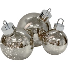 Sompex Ornament Silbergrau/Smoke D20cm beleuchtete LED Weihnachtskugel