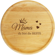 Sterngraf Pizzateller ca. 32cm, Holz Pizzabrett Beste Mama, Geschenkidee zu Geburtstagen / Muttertag, Geschenke für die Mutter, Krone Herz MotivP11o