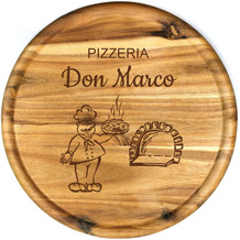 Sterngraf Pizzateller mit Gravur (Name) personalisiertes Akazien-Holz Pizzabrett ca. 32cm, Geschenkidee zu Geburtstagen, Jubiläum, MotivP9