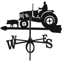 SvenskaV Wetterfahne Traktor, Stahlblech, schwarz pulverbeschichtet, groß