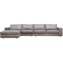 TINGO LIVING PUZZLE Sofa-Element rechts, 186x106/83 cm, Nubukleder taupe, invertierte Naht