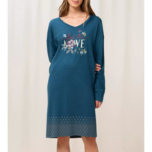 Triumph Nightdresses Nachthemd (Strickware), Langarm 10 CO/MD blau 36