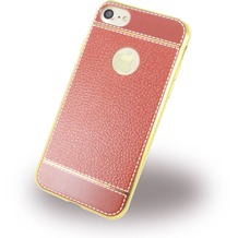 UreParts Kunstleder Cover / Handyhülle - Apple iPhone 7 / 8 - Braun/Gold