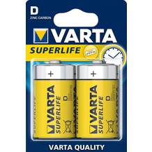 VARTA Batterie Zink-Kohle, Mono, D, R20, 1.5V Superlife, Retail Blister (2-Pack)