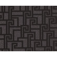 Versace grafische Mustertapete Greek, Tapete, grau, metallic, schwarz