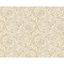 Versace klassische Mustertapete Barocco Flowers, Tapete, beige, creme, metallic 935831