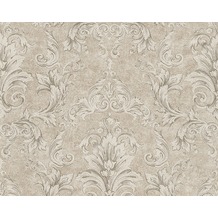 Versace klassische Mustertapete Pompei, Tapete, beige, grau, metallic 962153