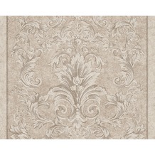 Versace klassische Mustertapete Pompei, Tapete, beige, grau, metallic 962163