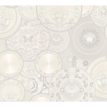 Versace Mustertapete Les Etoiles de la Mer 2 Vliestapete grau metallic weiß 10,05 m x 0,70 m 349014