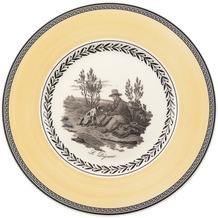 Villeroy & Boch Vintage Audun Chasse Frhstcksteller ca.  21,5 cm, gelb,grau