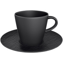 Villeroy & Boch Manufacture Rock Kaffeetasse mit Untertasse 2tlg. schwarz