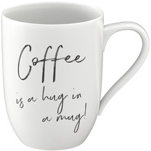 Villeroy & Boch Statement Becher mit Hkl. Coffee is a hug in a mug schwarz,weiß