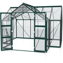 vitavia Gewächshausbausatz Orangerie, Clarus, Komplett verglast mit Sicherheitsglas, kristallklar ESG3mm, smaragd, 13 m², B 3,83 x T 3,83 x H 2,54 m