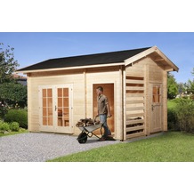 Weka Gartenhaus 150, 28 mm, DT, mit Holzlager und Geräteraum