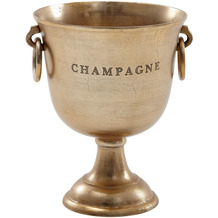 Wohnling Champagnerkühler Gold 28,5x37,5x28,5 cm Aluminium Massiv Sektkühler Groß, Flaschenkühler Getränkekühler Tisch, Kühler für Champagner - Wein - Sekt
