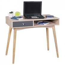 Wohnling Schreibtisch SAMO modern Schublade Design Tisch mit Fächer Computertisch Sonoma/Grau Ablage 90 cm