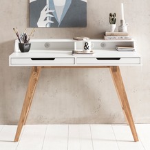 Wohnling Schreibtisch SKANDI 110 x 85 x 60 cm MDF-Holz skandinavisch weiß matt Arbeitstisch