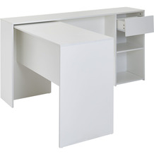 Wohnling Schreibtischkombination 145x106,5x76,5 cm Eckschreibtisch Weiß Modern, Schreibtisch mit Regal, Winkelschreibtisch Home Office, Tisch Büro