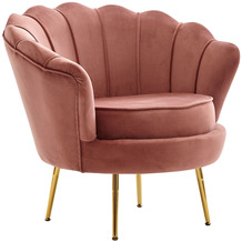Wohnling Sessel Tulpe Samt Pink 81 x 77 x 81 cm Design Relaxsessel ohne Hocker, Fernsehsessel Stoff mit goldenen Beinen, Loungesessel Polstersessel Wohnzimmer 120 kg
