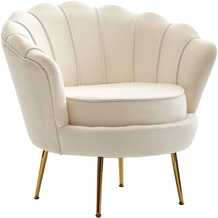 Wohnling Sessel Tulpe Samt Weiß 81 x 77 x 81 cm Design Relaxsessel ohne Hocker, Fernsehsessel Stoff mit goldenen Beinen, Loungesessel Polstersessel Wohnzimmer 120 kg