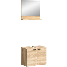 xonox.home Boston Waschbeckenunterschrank + Spiegel (B/H/T: 57x44x33 cm) in Eiche Sonoma Nachbildung und Eiche Sonoma Nachbildung bodenstehend und hängend montierbar