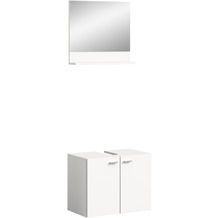 xonox.home Boston Waschbeckenunterschrank + Spiegel (B/H/T: 57x44x33 cm) in weiß Nachbildung und weiß Nachbildung bodenstehend und hängend montierbar