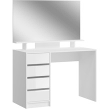 xonox.home Emma Schminktisch mit Spiegel (B/H/T: 110x148x48 cm) in weiß Nachbildung und weiß Hochglanz Höhe bis Tischkante 75 cm