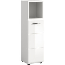 xonox.home Ice Standschrank hoch (B/H/T: 30x110x30 cm) in wei Nachbildung und wei Hochglanz tiefzieh