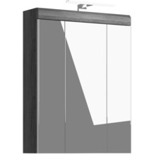 xonox.home Scout Spiegelschrank inkl. Beleuchtung (B/H/T: 60x191x18 cm) in Rauchsilber Nachbildung und weiß Hochglanz tiefzieh