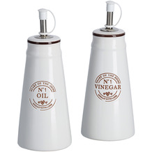 Zeller Essig-/Ölflaschen-Set, 2-tlg., Keramik, weiß